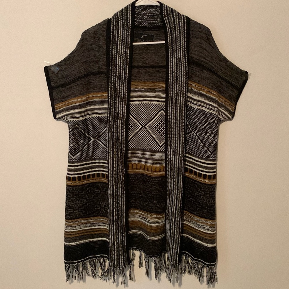 Gnu Short Sleeve Fringed Boho Cardigan